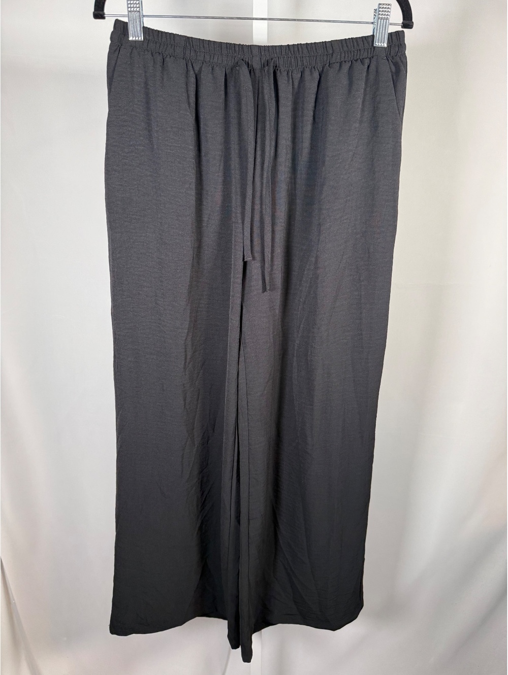 Halara Mid Rise Drawstring Wide Leg Baggy Casual Linen-Feel Pants Black Size M - Picture 3 of 8